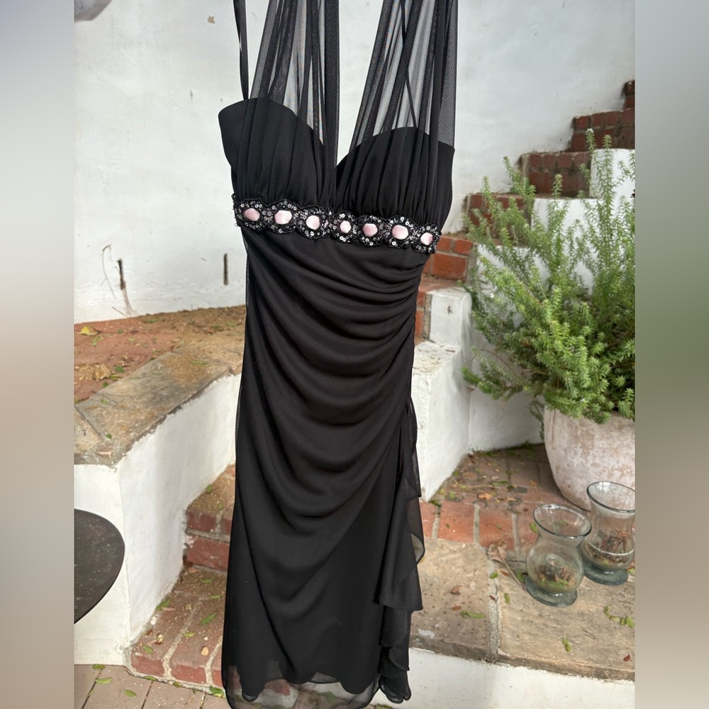 Cache Black Dress with Pink Accents - Picture 6 of 7